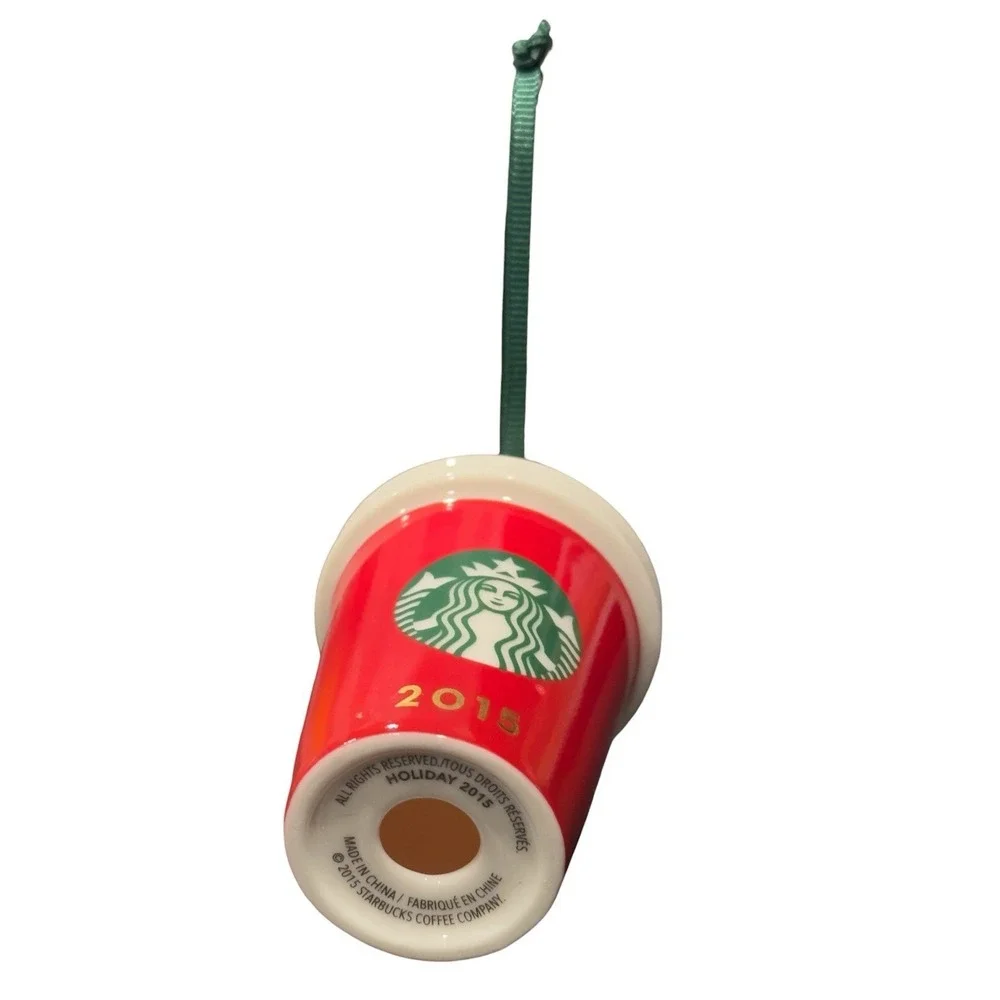 Starbucks 2015 Holiday Christmas Tree‎ Red Ceramic Ornament